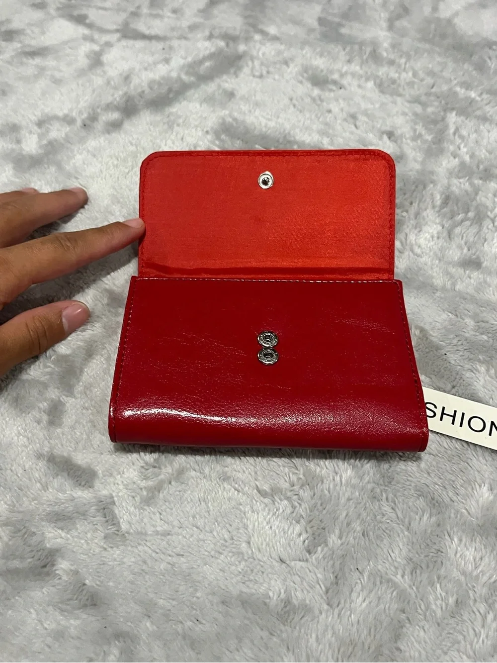 New JC Fashion Red Faux Leather Foldover Wallet – Compact Bifold